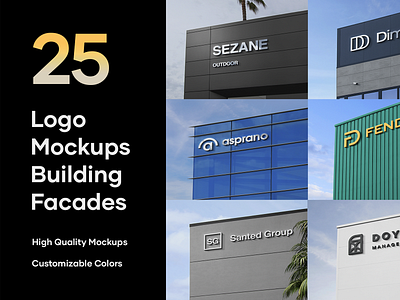 25 Logo Mockups Building Facades - PSD