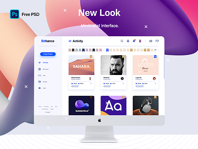 Behance App Redesign UI/UX - Free PSD