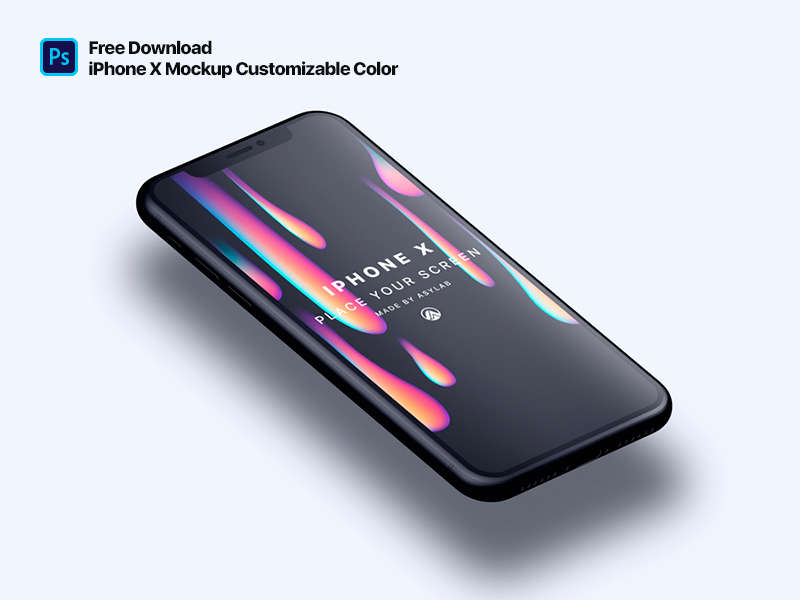 iPhone X Customizable Color Perspective Mockup iphone x mockup free iphone x iphonex free mockup download psd free