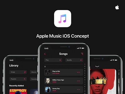 Apple Music iOS Concept app apple free graphic design ios psd ui uiux user interface