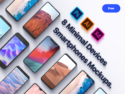 8 Minimal Smartphone Devices Mockup download flat mockup free free mockup iphone x iphone x mockup minimal mockup mockup psd smartphone mockup