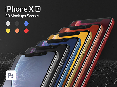 iPhone XR 20 Mockups Scenes 5K - PSD