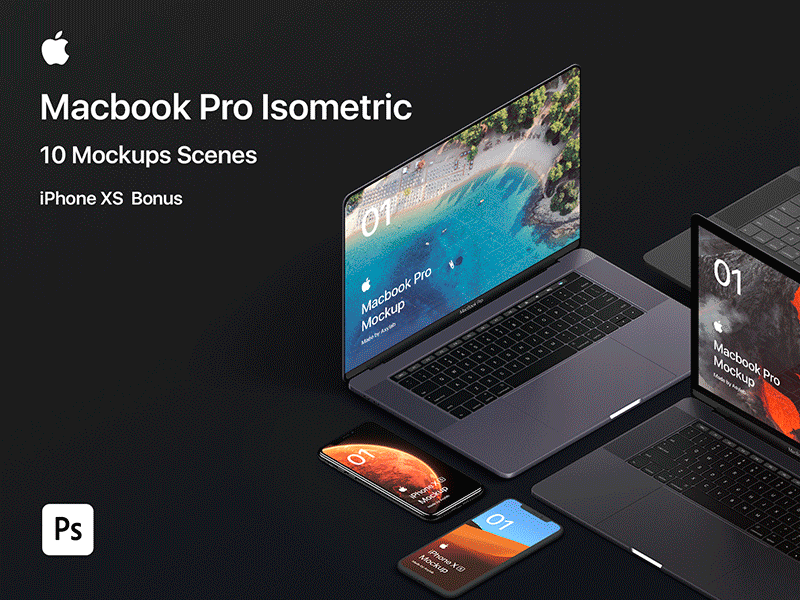 Macbook Pro 2018 10 Scenes Mockup PSD by Asylab on Dribbble