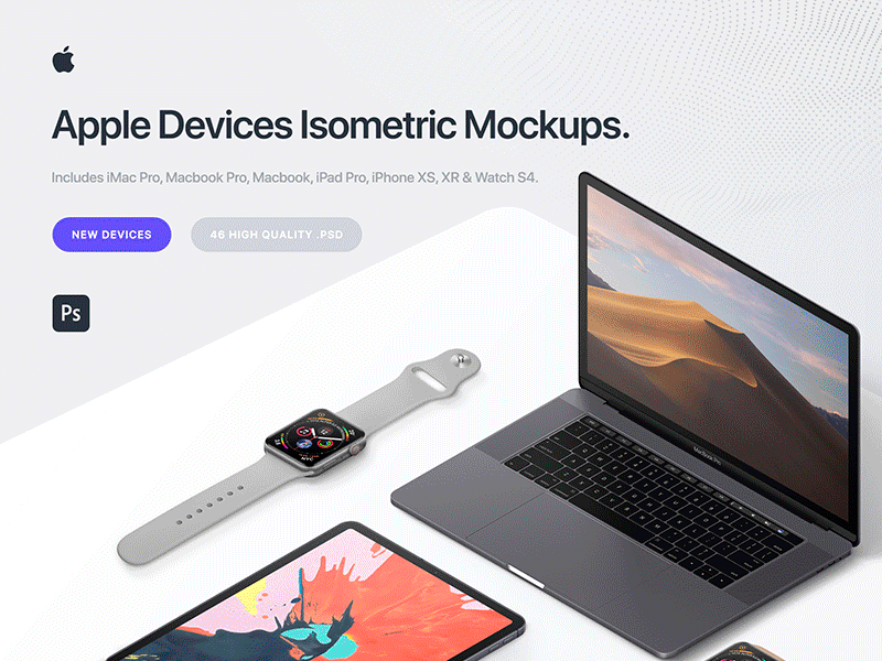 Download Apple 7 Devices Isometric Mockups 2019 Psd By Asylab On Dribbble