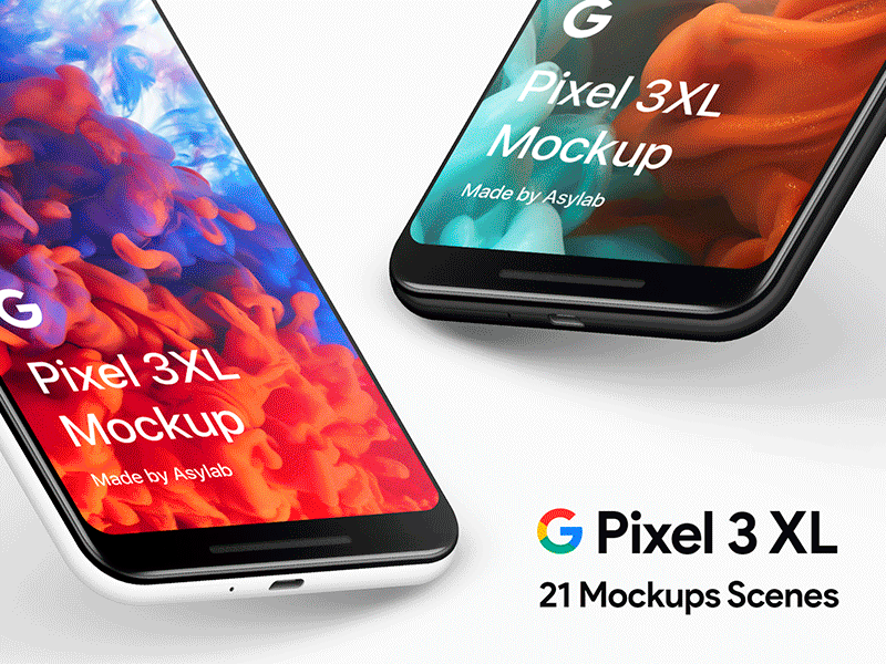 Google Pixel 3XL - 21 Scenes Mockups 5K - PSD