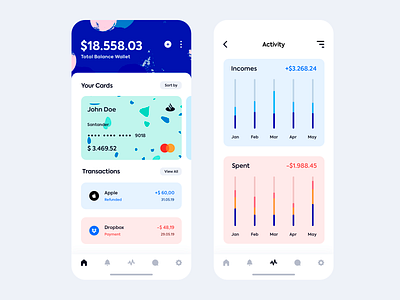 Freebie iOS Wallet App by Asylab - PSD app apple clean concept design download free freebie graphic design ios minimal psd ui ui design uiux user interface ux design vector wallet wallet app