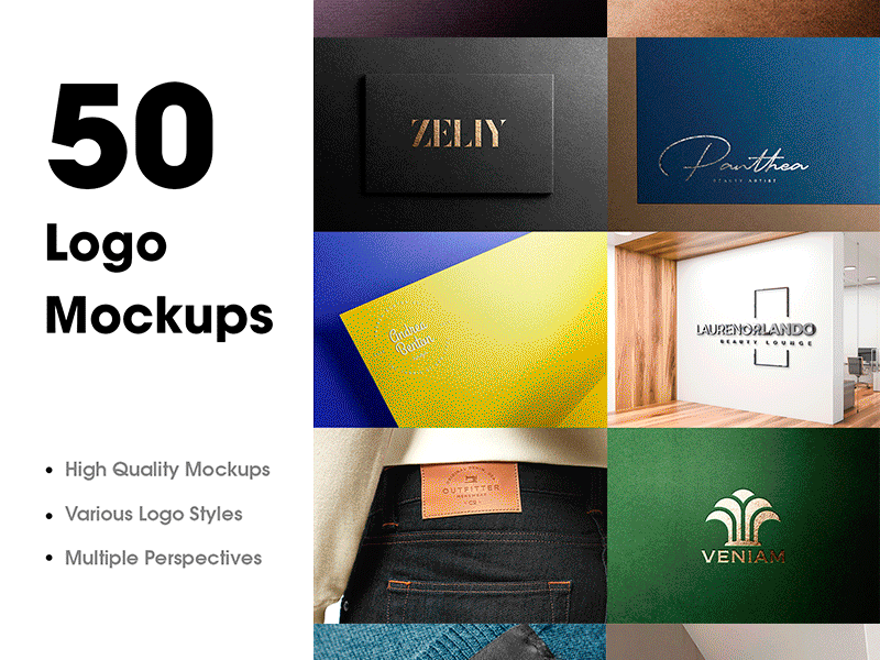 50 Logo Mockup Branding Bundle - PSD