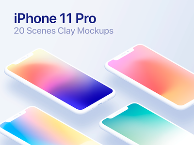 iPhone 11 Pro - 20 Mockups Clay Scenes - PSD app apple clay clean device graphic design ios ios 13 iphone 11 iphone 11 mockup iphone 11 pro iphone mockup iphone x minimal mock up mockup psd ui uiux user interface