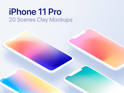 iPhone 11 Pro - 20 Mockups Clay Scenes - PSD