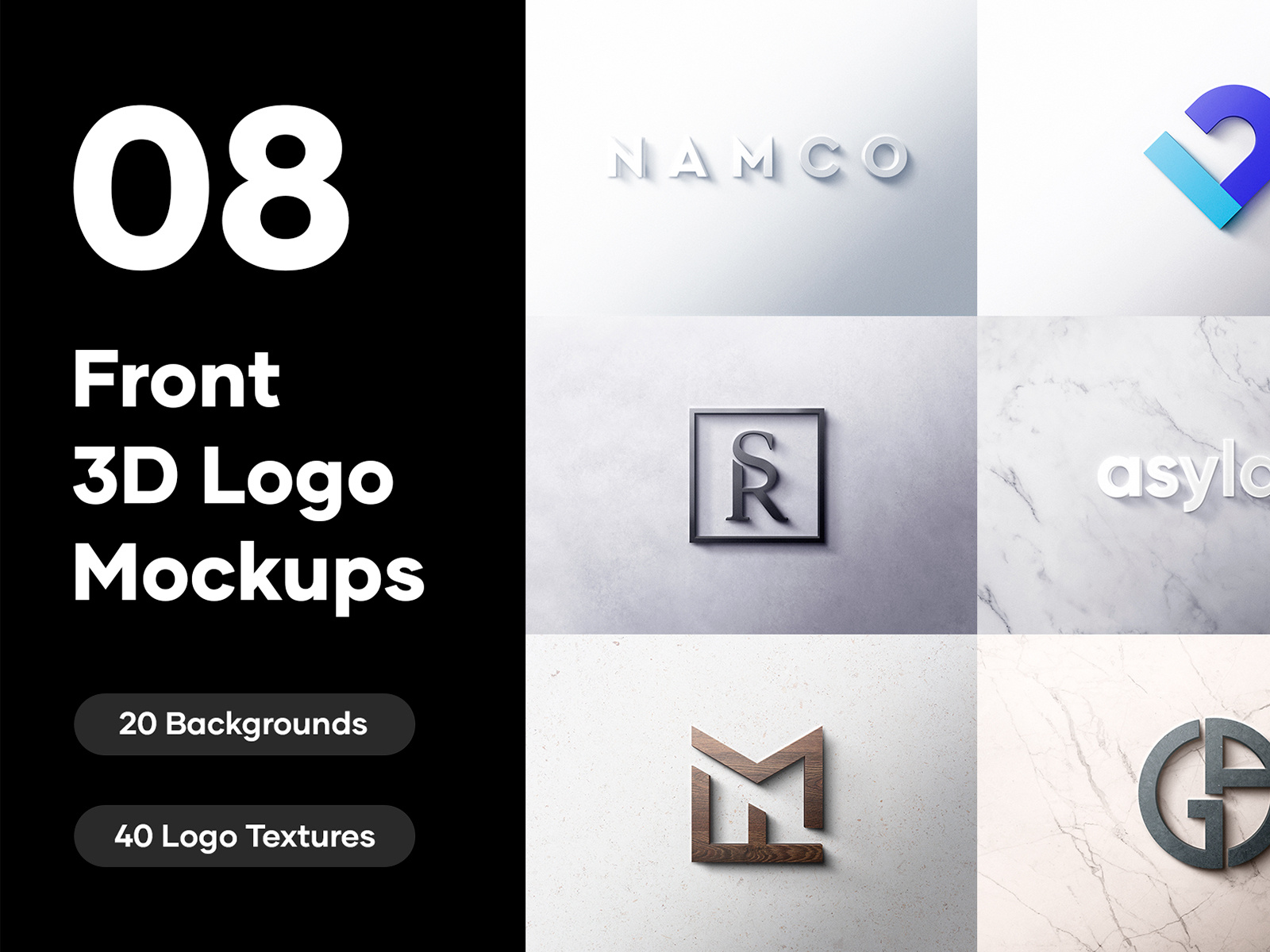 Download 8 Front 3d Logo Mockups Psd By Asylab On Dribbble PSD Mockup Templates