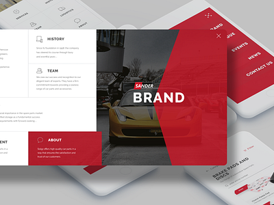 Brand information menu auto site autoparts clean corporate site design interfaces menu design ui user interface web web design website