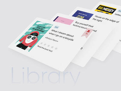 Cards of books design interfaces ui user interface web design