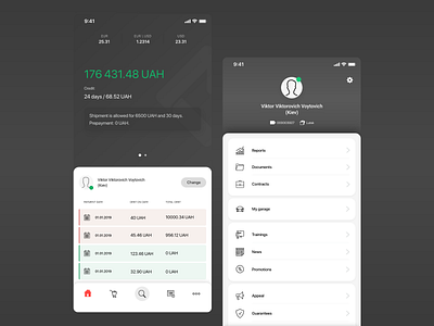 Finances & menu app application design interfaces ios mobile ui user interface