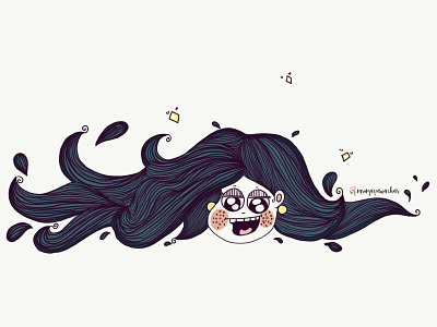 Wavegirl art characterdesign design girl hair happy illustration mrugaillustration twinkle wave