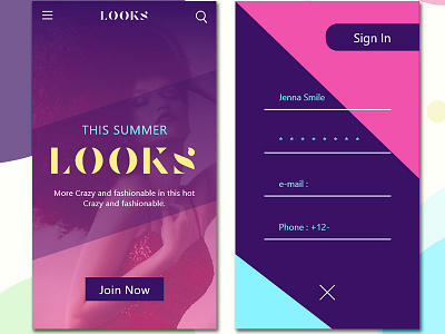 Looks e commerce fashion mobile app signin uiux