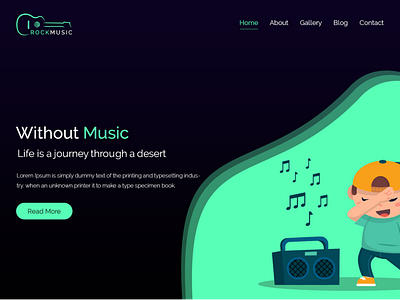 Music Web Landing page ( Header Section ) creative design illustration landing page modern template typography ui uiux web webdesign