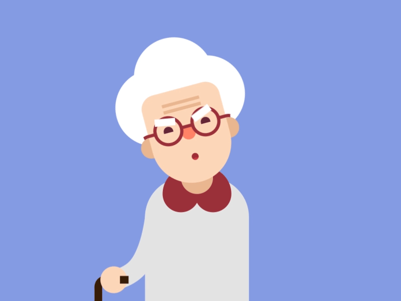 Granny animation animation disagreement disbelief granny head lady senior shake