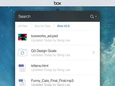 Box Desktop Concept box interface menu osx