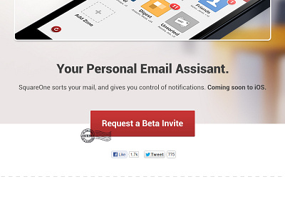 SquareOne Mail Landing Page interface ui web
