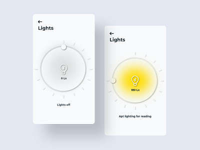 Light control in Home automation app adobe xd adobexd appdesign high fidelity neumorphic technology ui