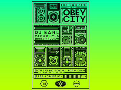 Sub Side 05 chicago dj flyer gig gradient linework live minimal music pattern poster typography