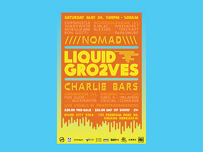 Liquid Gro2ves Flyer dj flyer gradient liquid minimal music nebraska omaha poster typography water