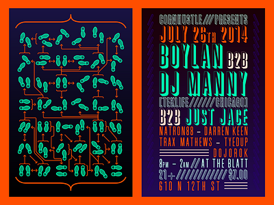 Boylan & DJ Manny Flyer chicago dance dancing dj flyer linework minimal music nebraska omaha poster typography