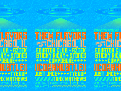 Them Flavors Flyer dj flyer illustration linework minimal music nebraska neon poster spaceship typography ufo