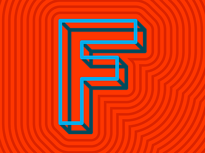 F is for Friday 3d type blue bright custom type f neon orange pattern typography