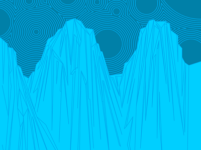 Crystal Mountain blue crystals geometric illustration linework minimal modern mountains nature