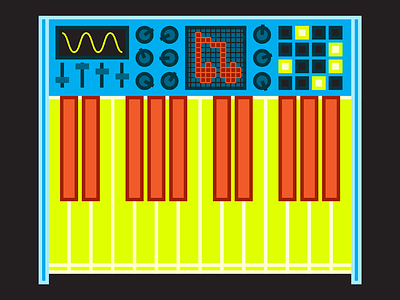 Synthesizer blue geometric green illustration linework minimal modern orange synthesizer