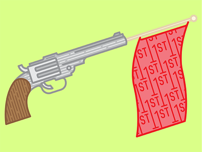 April Fools april fools flag geometric green gun illustration joke linework minimal modern red revolver