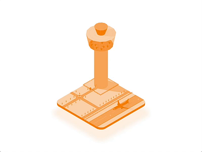 Observe Control Tower adobe airplane aniamtion building design ilustration isometric vector xd