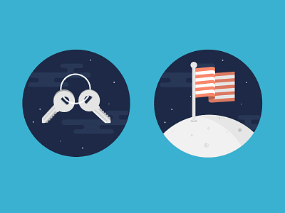Access and Ownership access flag flat icons illustration keys mapbox moon ownership