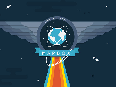 Series B announcement! funding globe launch mapbox rainbow rocket space stars