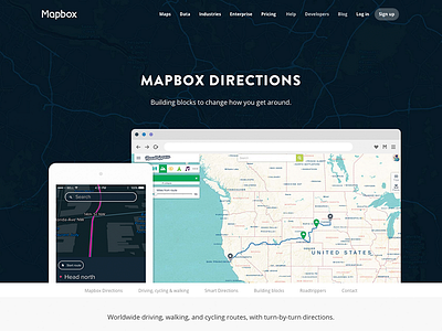 Directions directions landing page mapbox maps navigation roadtrippers