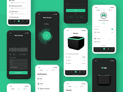 Tone – App for Deaf and Hearing Loss People app dark ui device inclusive light ui screens