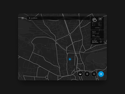 Skytango Drone App Map Style Switch animation app black and blue dark theme dark ui design drone flat principle ui