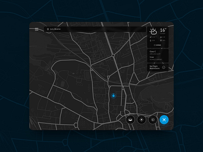 Skytango Drone App Weather Widget animation app black and blue chart dark theme dark ui design drone expand flat map principle tablet ui weather widget