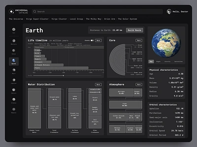 Universal Catalog Concept black and blue cosmos dark theme dark ui dashboard design space ui