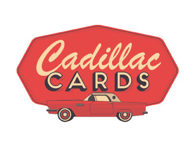 Cadillac Cards car illustration logo retro typography