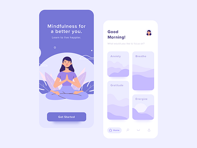 Self-care App anxiety app design calm dailyui meditation mindfulness mobile design self care ui ui design