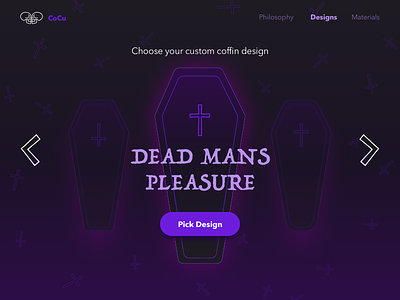 Coffin Designer animation coffin design flinto framer microsite pro prototype purple responsive ui ux