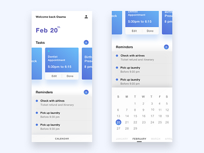 DailyUI Day#038 -Calendar/Plan Organizer- adobexd animation art direction calendar dailyui design list organize swipe todo ui user experience user interface ux