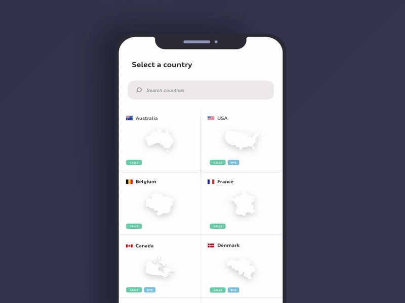 Country-list XD Auto-Animate adobexd autoanimate design interactive ios ui user experience user interface ux