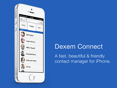 Dexem Connect app call contact management group iphone swipe