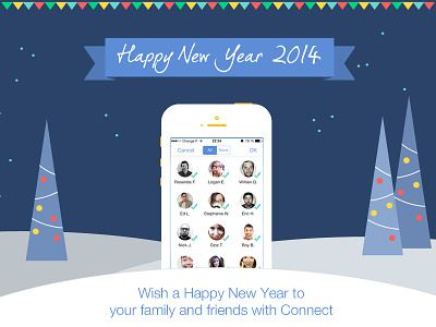 Wish a Happy New Year 2014 2014 app blue design flat happy new year ios7 iphone new pine snow