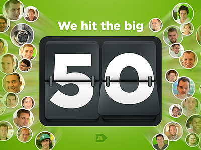 The Big 50 counter flip label a milestone team