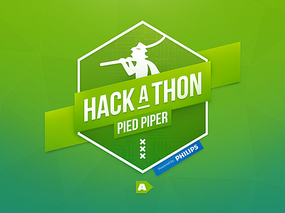 Label A Hackathon 2014: Pied Piper badge green hackathon label a logo philips pied piper ribbon