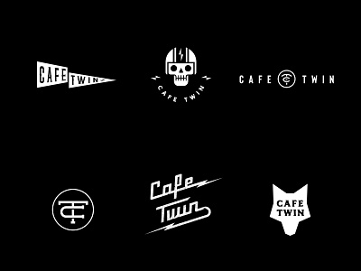 Cafe Twin bolt logo brand identity branding caferacer logo minimal minimal logo monogram motor skull logo vintage logo visual visual design wolf logo